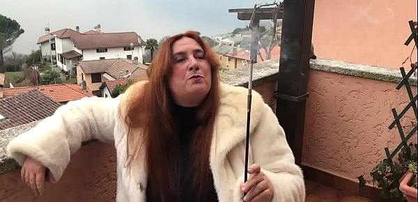  Augusta- A fetish slut dom wife smoker with fur and holder